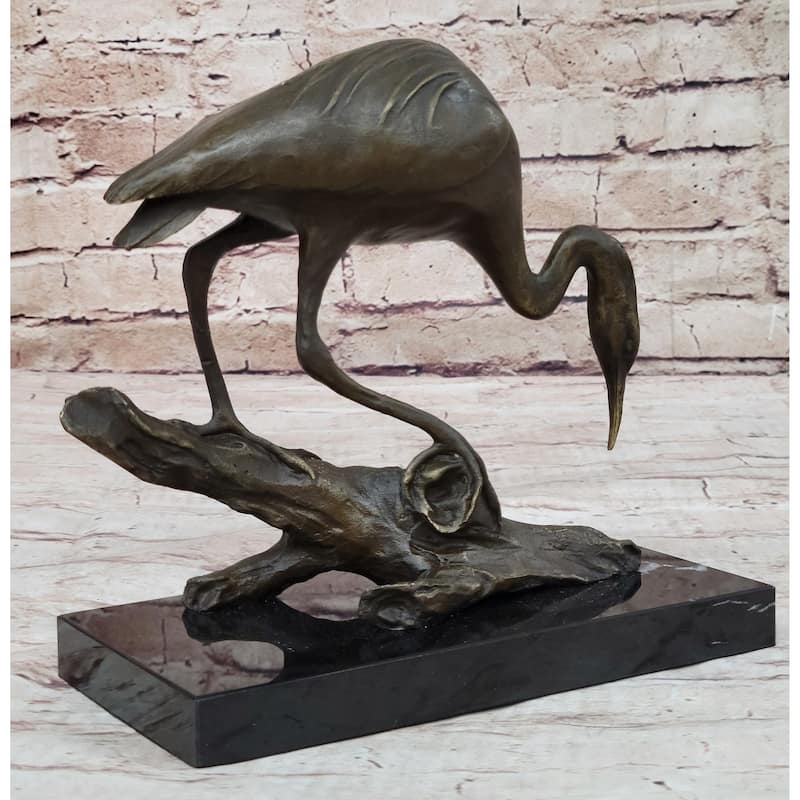 Egret Crane Great Blue Heron Wetland Coastal Bird Art Bronze Marble Statue Gift