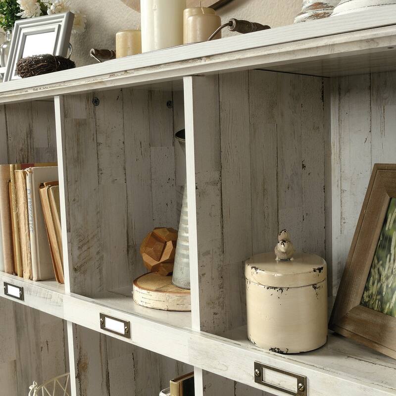 Engineered Wood Farmhouse Bookcase with Ten Spacious Cubbies, White