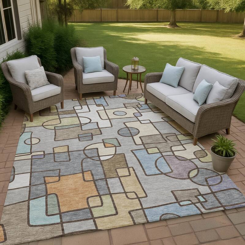 Machine Washable Indoor/ Outdoor Contemporary Prenner Chantille Rug - Gray - 2'6" x 3'10"