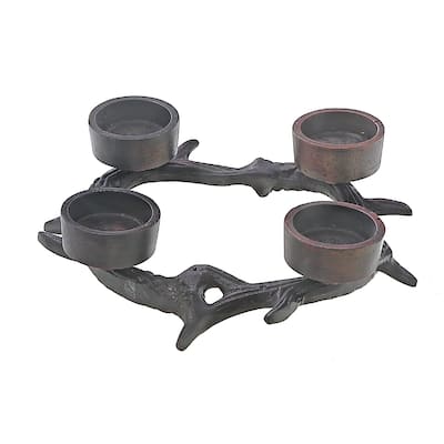 Christmas Antler Wreath With 4 Tealight Holder - N/A