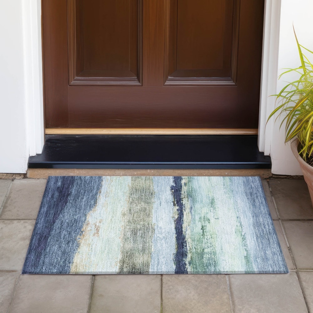 Machine Washable Indoor/Outdoor Watercolor Ombre Chantille Rug