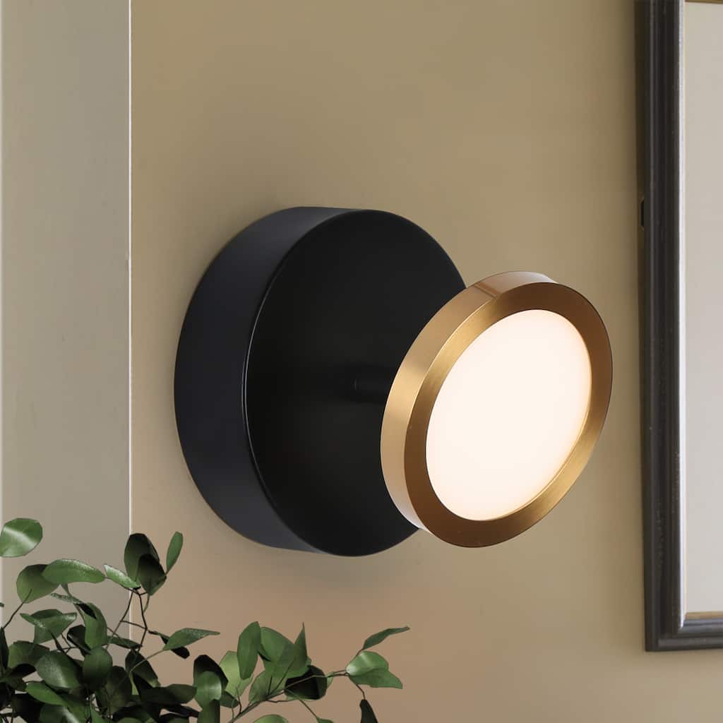 1-Light Modern LED Wall Sconces Mini Round Bathroom Vanity Lights - 4.7" L x 4" W x 4.7" H