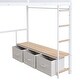 preview thumbnail 9 of 23, Full Size Gaming Loft Bed with Desk and LED Lights, Metal Loft Bed Frame w/ 3 Linen Storage Drawers, Open Wardrobe & Ladder