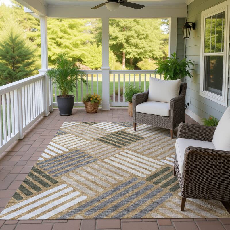 Machine Washable Indoor/ Outdoor Modern Weave Chantille Rug