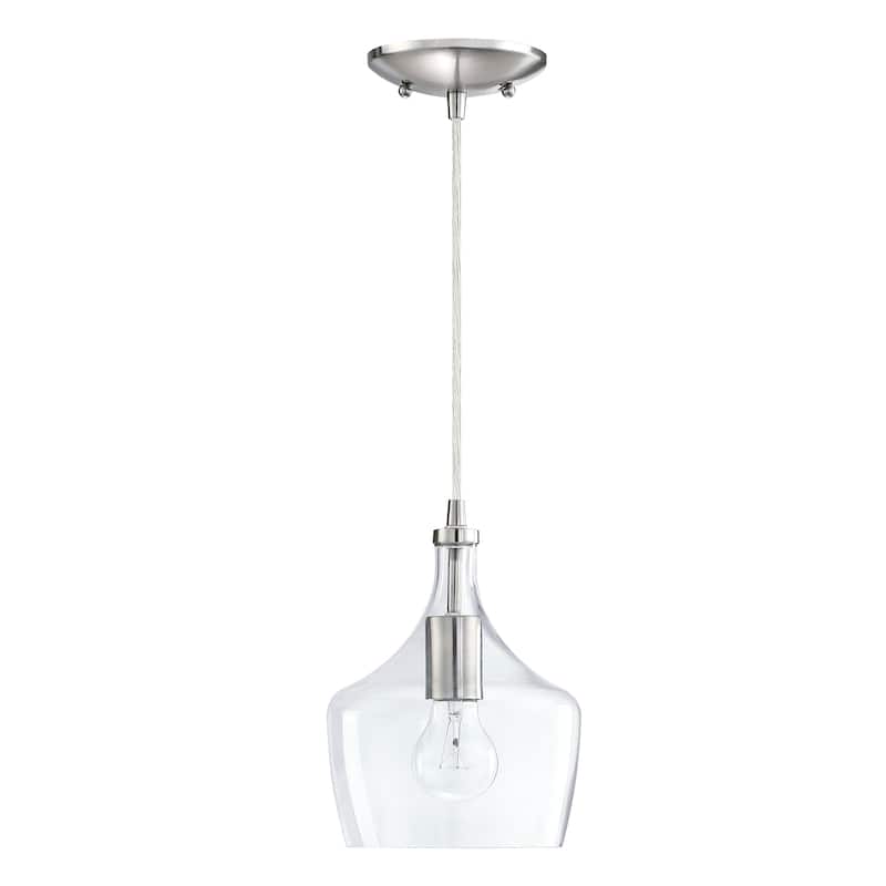1-Light Kitchen Island Teardrop Clear Glass Pendant（1 or 3-pack can be chosen)