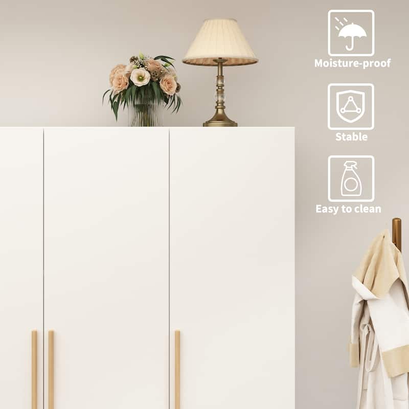 Large Wardrobe Armoire Wooden Closet with 3 Doors for Bedroom Hanging