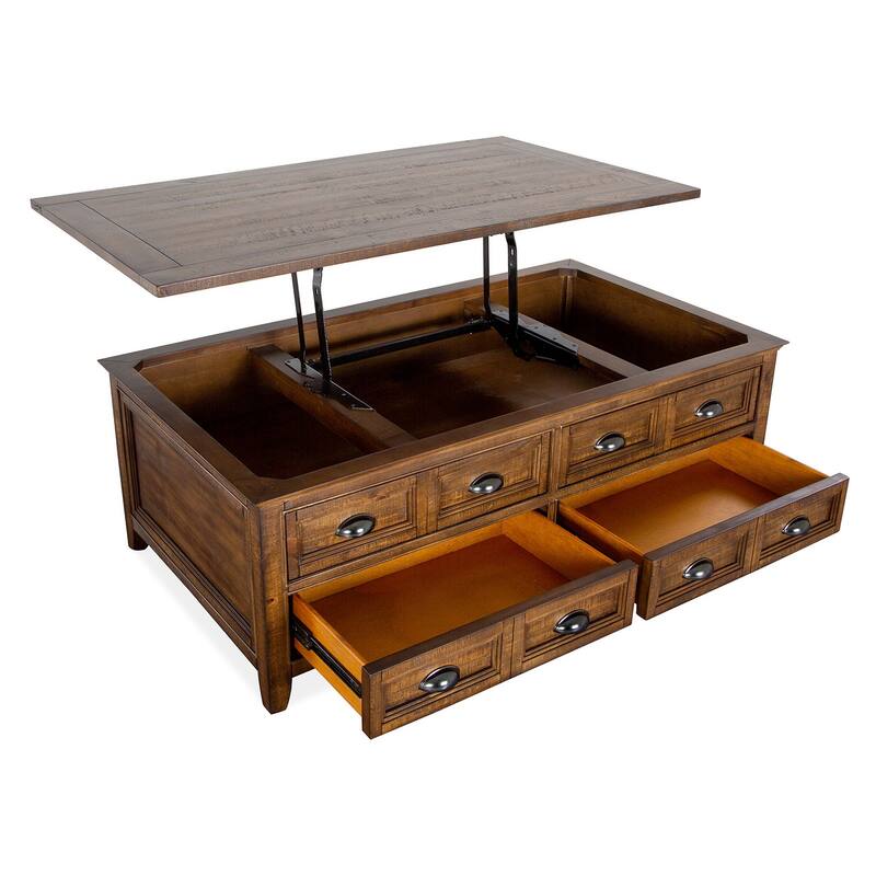 Magnussen Home Bay Creek Toasted Nutmeg Lift Top Storage Cocktail Table with Casters - 50''W x 28''D x 18''H
