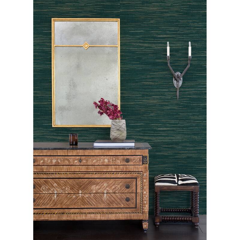 A-Street Prints Kira Teal Hemp Grasscloth Wallpaper