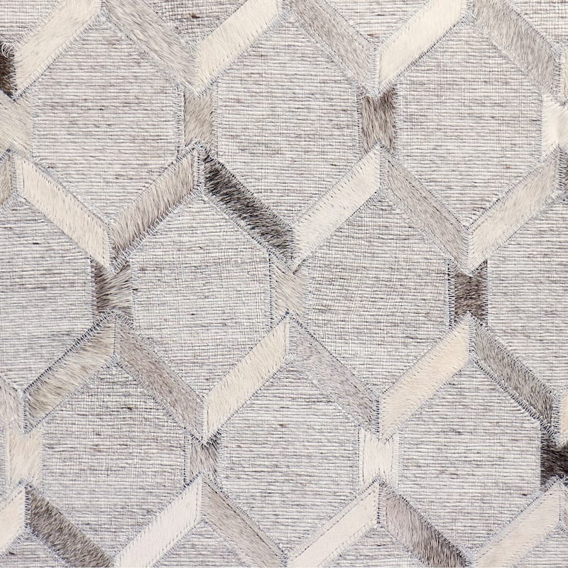 Pasargad Home Galaxy Collection Cowhide Square Ottoman, Silver