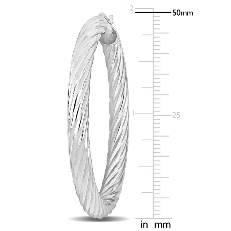 Miadora Sterling Silver 50mm Round Twist Hoop Earrings