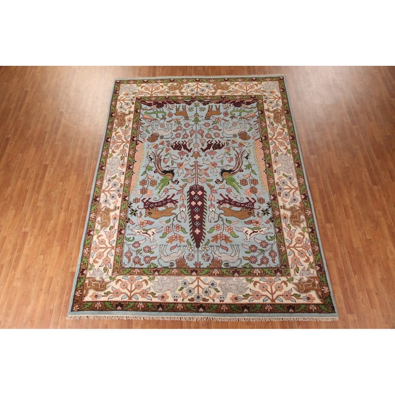 Animals Hunting Design Ziegler Rug Hand-Knotted Oriental Wool Carpet - 8'10"x 11'11"