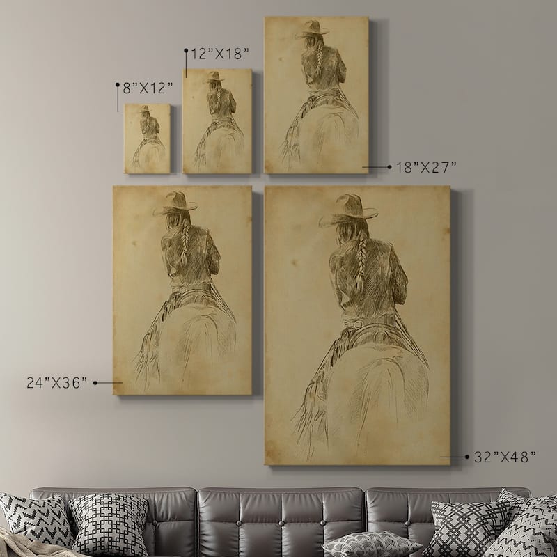 Cowgirl on Horseback I Premium Gallery Wrapped Canvas - Ready to Hang