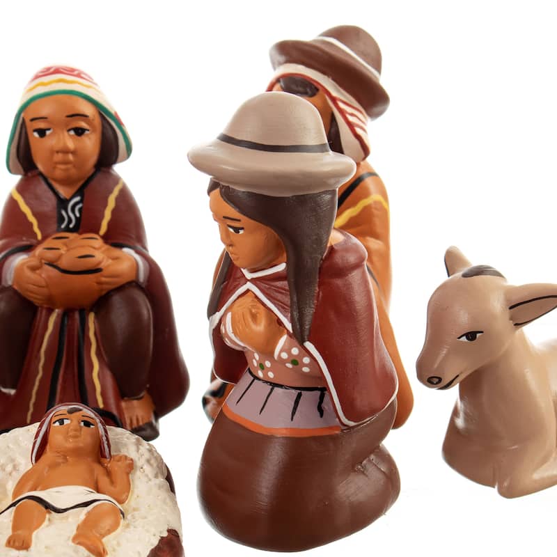 Novica Handmade Andean Miracle Ceramic Nativity Scene