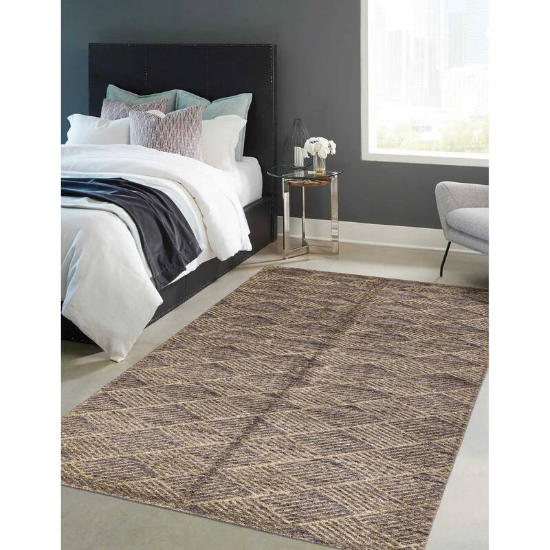 ECARPETGALLERY Hand Loomed Elysian Dark Grey Silk, Wool Rug - 5'11 x 8'11