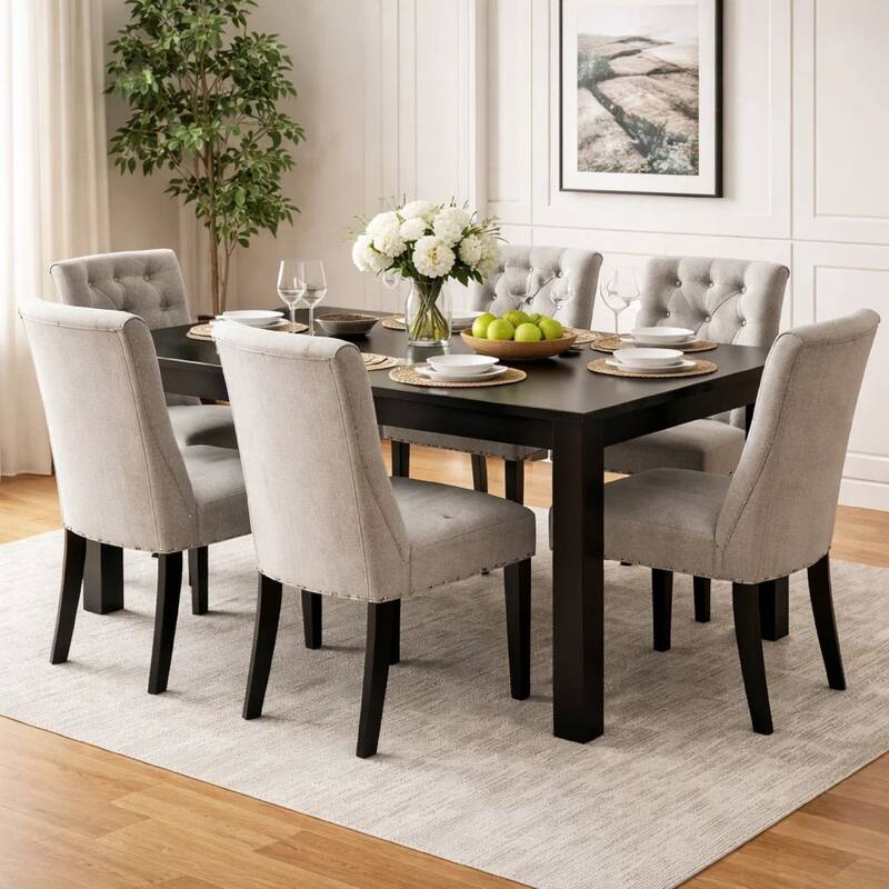 Renu Dining Table, 72 Inch, Antique Black Rectangular Solid Wood Top - Antique Black