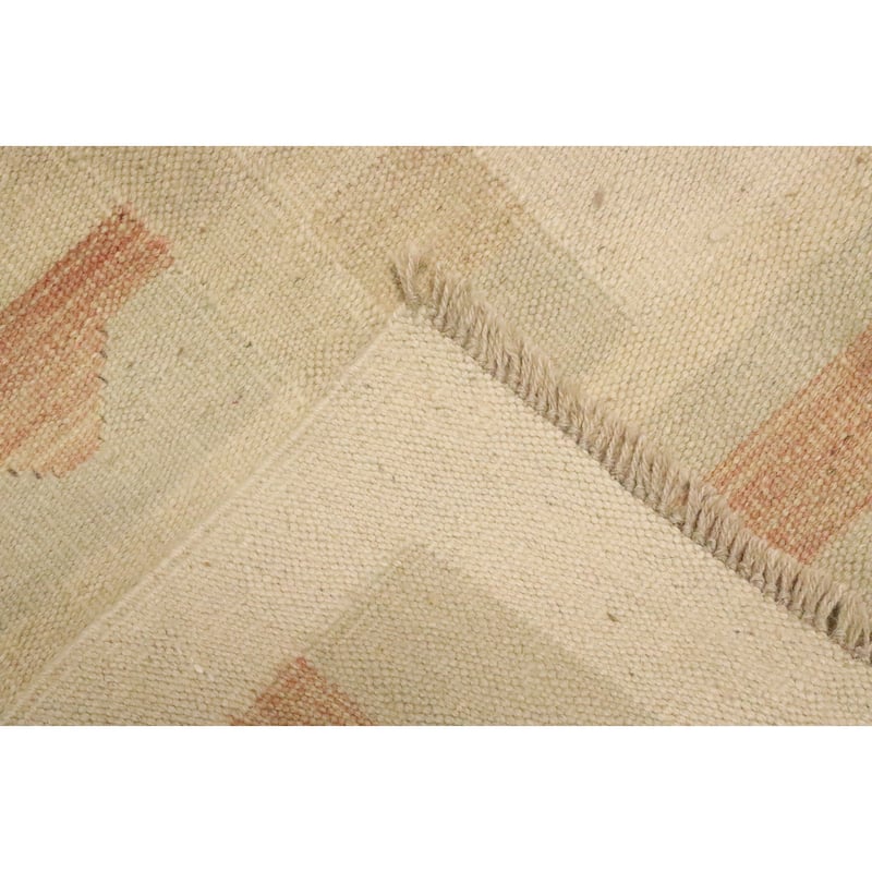 Hand Woven Oriental 100% Wool Carpet Southwestern Tribal Beige & Ivories Kilim Area Rug - 5' 9'' X 4' 0''