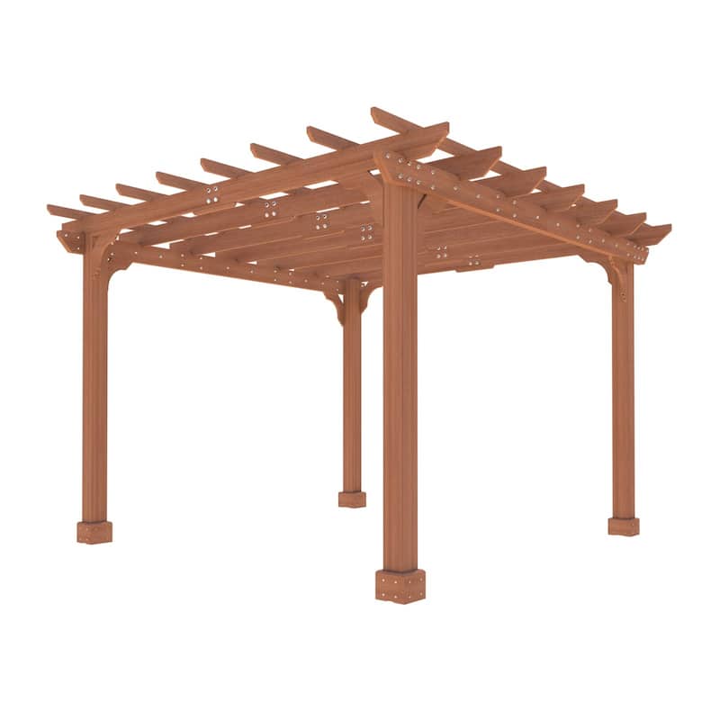 VEIKOUS Outdoor Cedar Wood Pergola Gazebo Kit with Flat Roof Trellis for Patio, Deck, Garden and Backyard