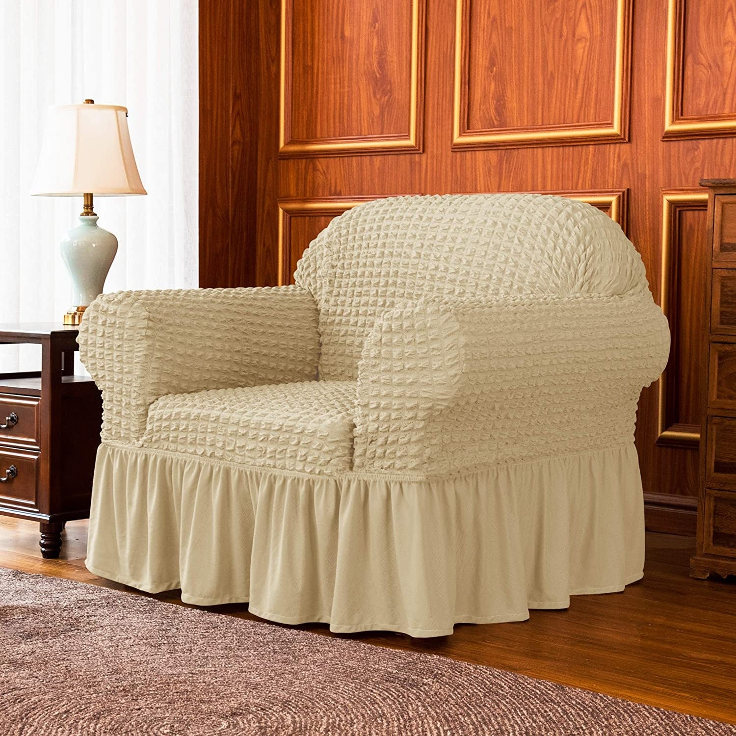 Chair slipcover sales with skirt