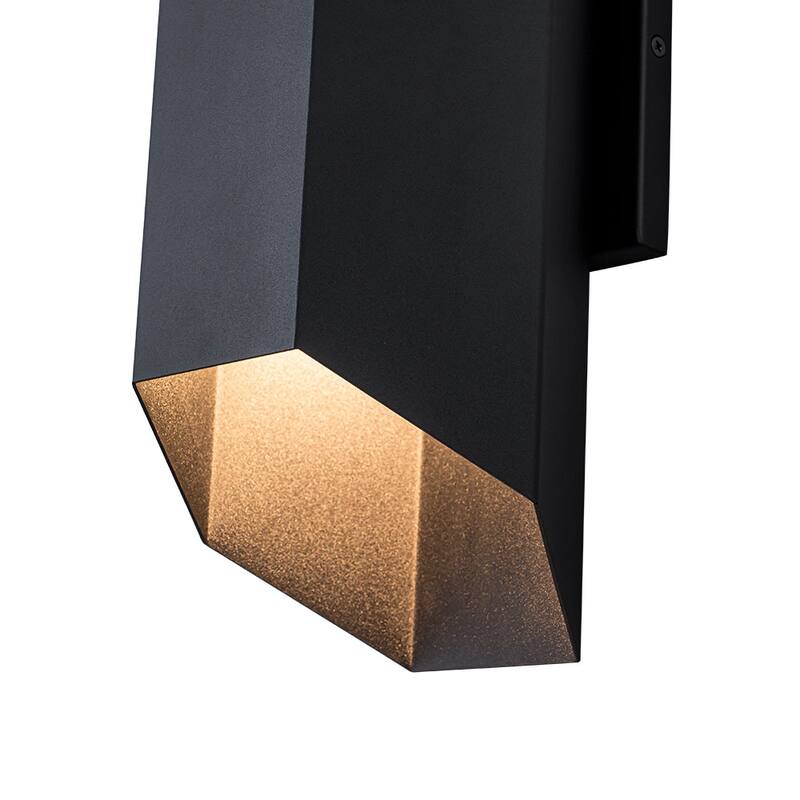 2-Light Hexagonal LED Outdoor Wall Sconce Dimmable Iron Exterior Lamp