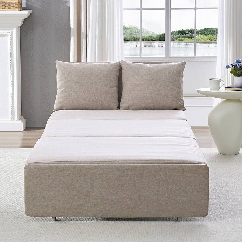Mixoy Full/Queen Size Sofa Bed,2 in 1 Convertible Linen 1-Seater/Loveseat Sleeper Sofa Couch with Cushions