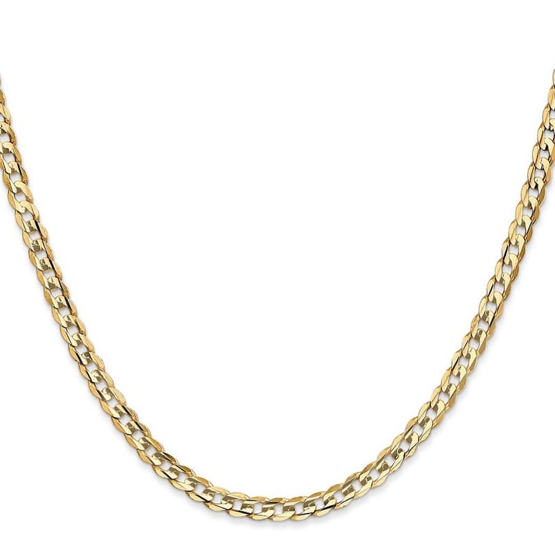 Curata 10k Yellow Gold 3.8mm Open Concave Curb Chain Bracelet Options: 7" 8" 9"