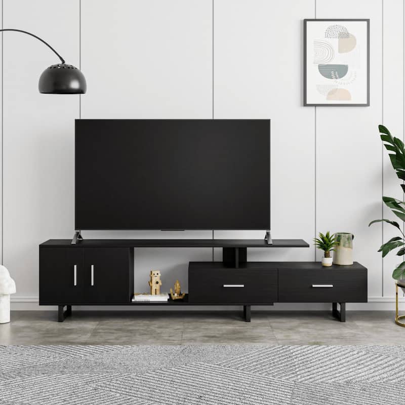 Avery 55-inch 2-Drawer 4-Shelf TV Stand in Steel