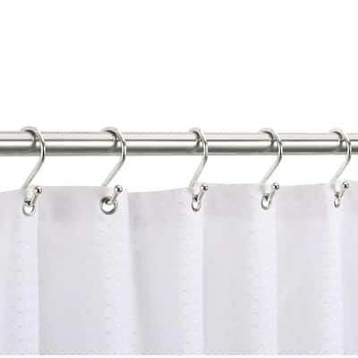 12 Piece Set - Satin Nickel S-Shape Heavy Duty Shower Curtain Hooks Rings Rustproof Metal - Satin Nickel