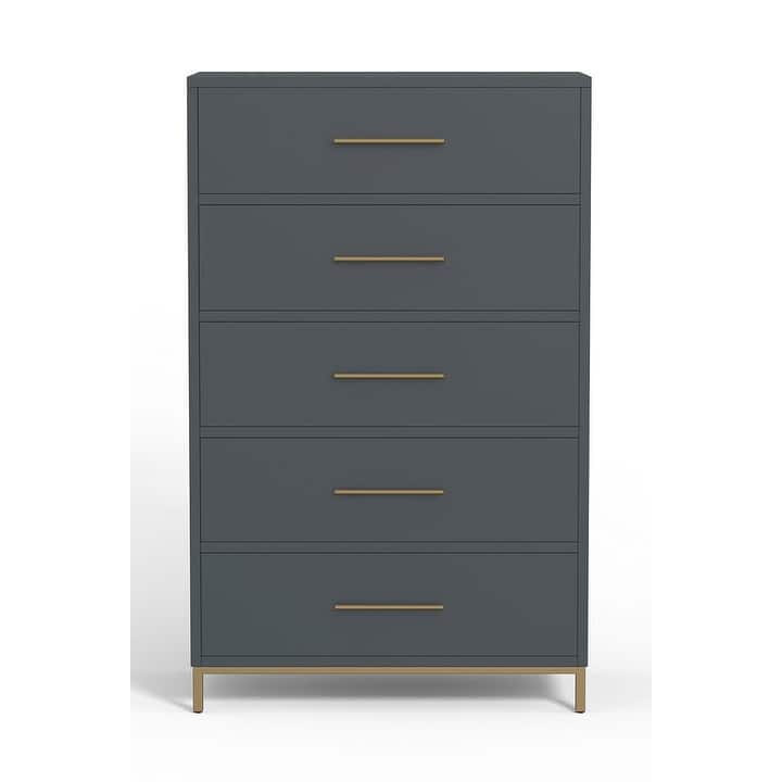 Alpine Furniture Madelyn 5 Drawer Chest in Slate Gray