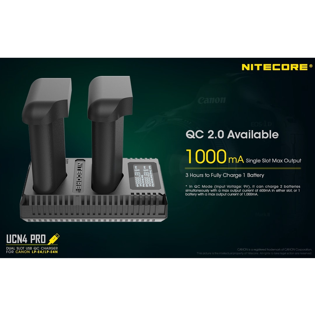 Shop Nitecore Ucn4 Pro 2 Slot Charger For Canon Lp E4 Lp E4n