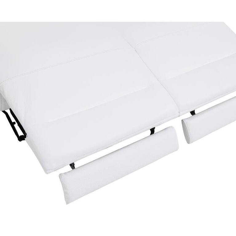 HomeRoots 83" White Italian Leather USB Sofa With Silver Legs - 288.81