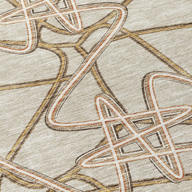 Machine Washable Indoor/ Outdoor Contemporary Links Chantille Rug