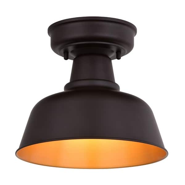 slide 2 of 11, Cody Oil Rubbed Bronze and Light Gold Farmhouse Outdoor Flush Mount Ceiling Light - 10.25-in W x 8.75-in H x 10.25-in D 10.25-in W x 8.75-in H x 10.25-in D - Oil Rubbed Bronze and Light Gold