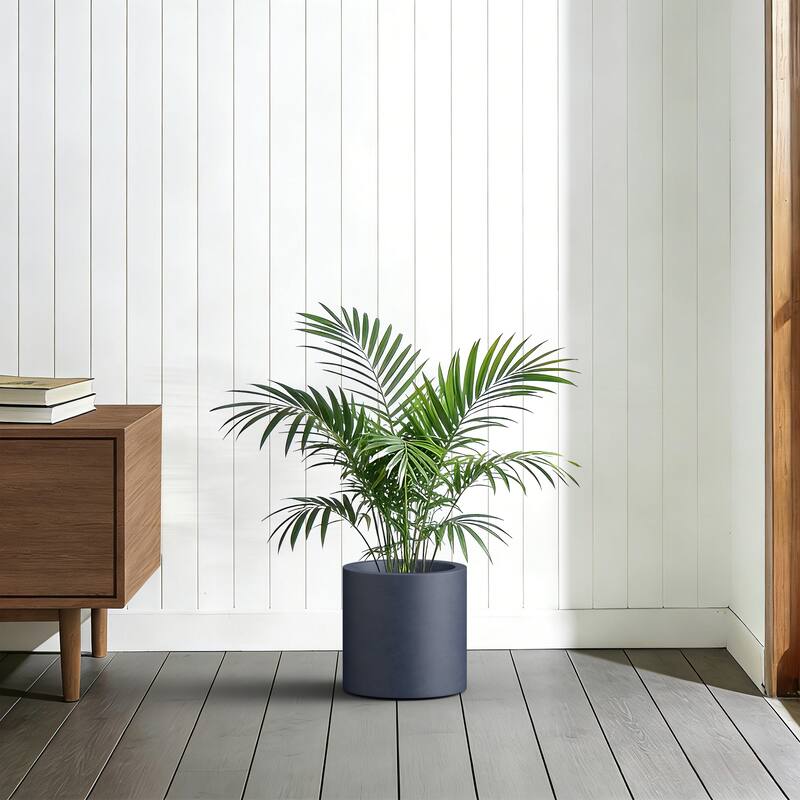 Concrete Tall Round Pot Cylindrical Flower Planter with Drainage Hole