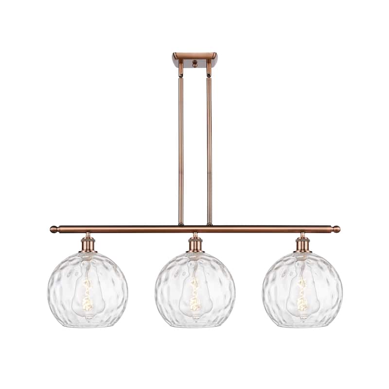 Innovations Lighting Athens Water Glass 3 Light 37" Stem Hung Island Light - Antique Copper