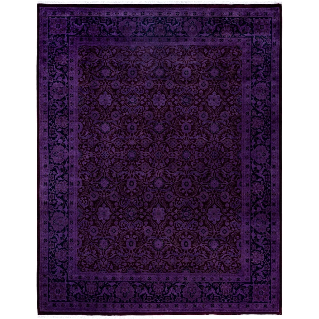 Overdyed Hand-Knotted Wool Modern-Contemporary Purple Area Rug 8' 1" x 10' 2"