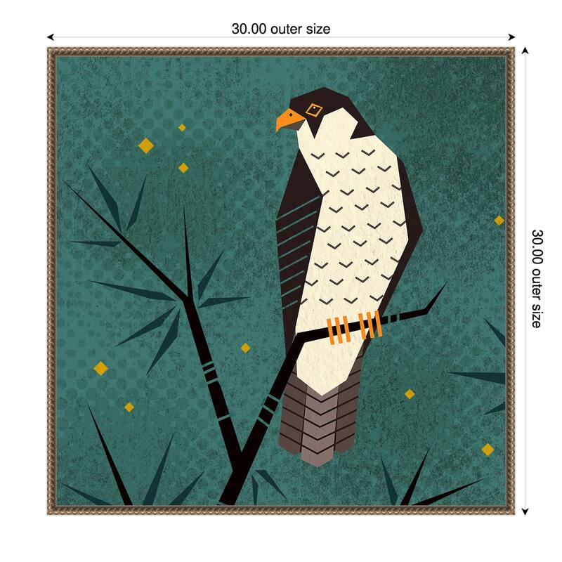 Geometric Falcon by Rohan Dahotre Framed Canvas Wall Art Print - 30 x 30 in