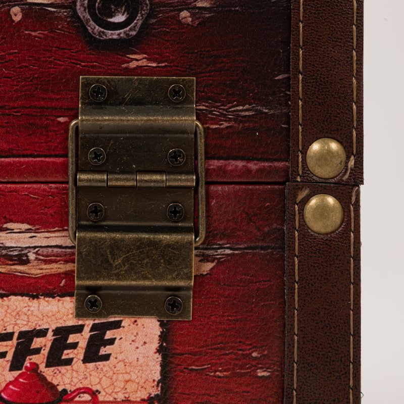 Household Essentials Decorative Trunk with Leather and Metal Accents & Hinged Lid - 11.4"L x 18.5"W x 11.4"H