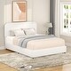 preview thumbnail 9 of 10, Patent Ivory Boucle Queen Storage Bed with Curved Headboard