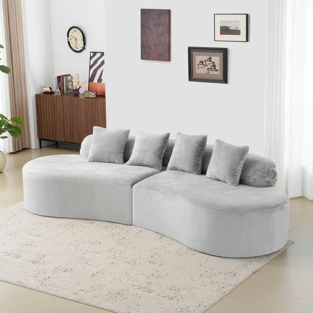 Curved Sectional Sofa Modular Cloud Couch 4 Seat Upholstered Sofa for Living Room Apartment