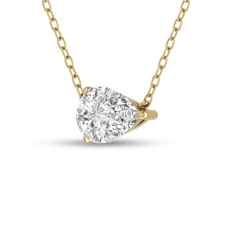 Marquee Lab Grown 1/4 Carat Floating Pear Shaped Diamond Solitaire Pendant in 14K Yellow Gold