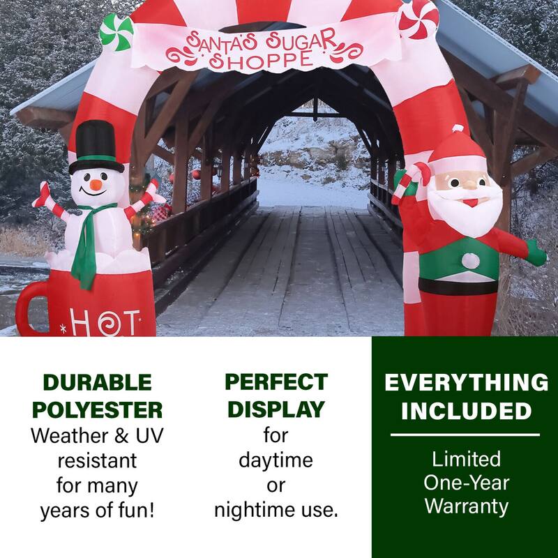 Fraser Hill Farm 9-Ft. Wide Pre-Lit Inflatable Candy Cane Arch