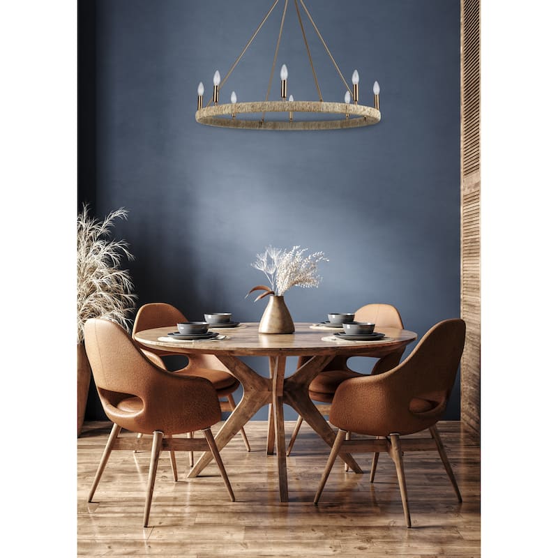 Abaca 24-inch Wide 5-Light Chandelier in Satin Brass