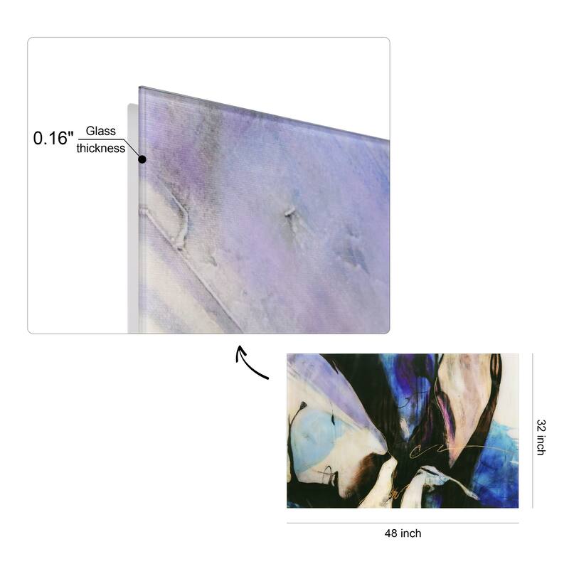 "Motivos" Abstract Frameless Tempered Art Glass Wall Art - Multi-color