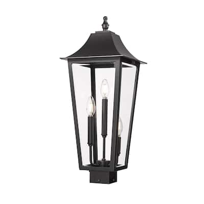 Gannon 3 Light Outdoor Post Mount Fixture in Black