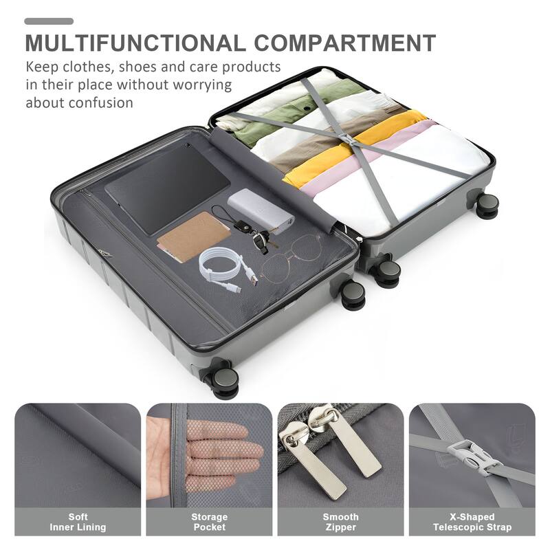 5 Piece Luggage Set with Expandable Duffel Bag