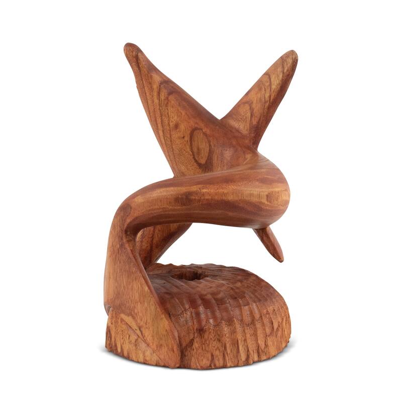Wooden Handmade Wine Rack Bottle Holder Free Standing Dolphin Wood Rustic Hand Carved Home Decor Accent Decoration Gift