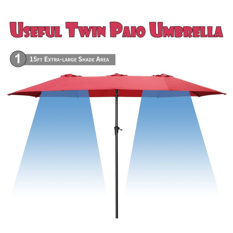 Autlaycil 13Ft Retangle Patio Umbrella Extra-Large Outdoor Umbrella No Base