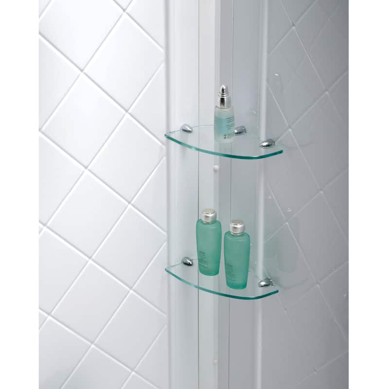 DreamLine 32 in. D x 32 in. W x 76 3/4 in. H Single Threshold Shower Base and Acrylic Backwall Kit - 32" x 32"