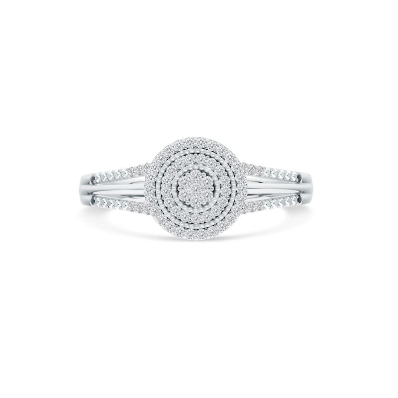 1/6ct TDW Diamond Cluster Halo Engagement Ring in 10K White Gold for Women