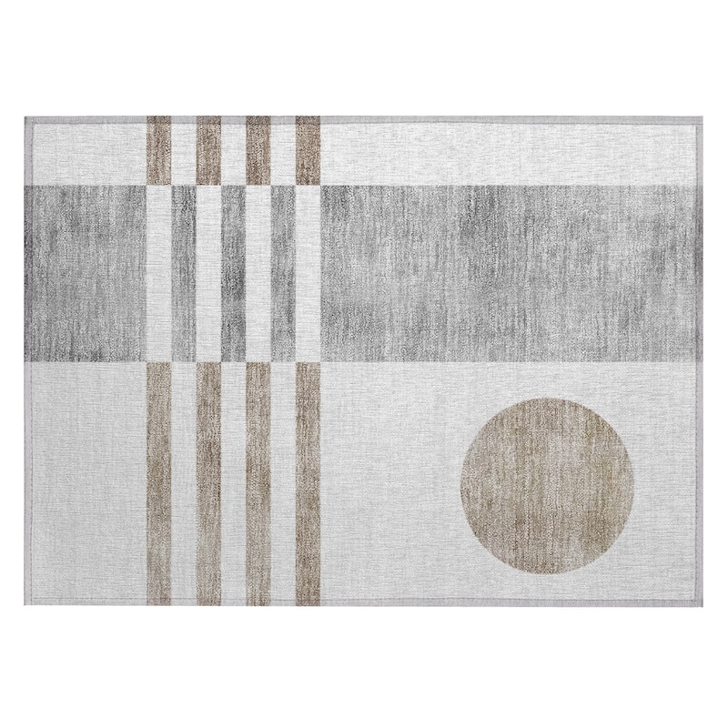 Machine Washable Indoor/Outdoor Modern Fusion Chantille Rug